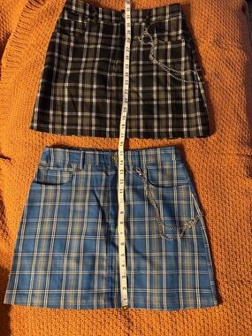 Forever 21 Blue Plaid Mini Skirt with Chain Accent